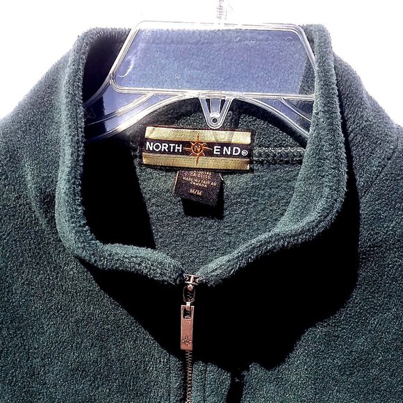 North End Men's Sweater Medium Hunter Green 1/4 Zip Fleece Pullover Orange Bolt - Picture 13 of 13